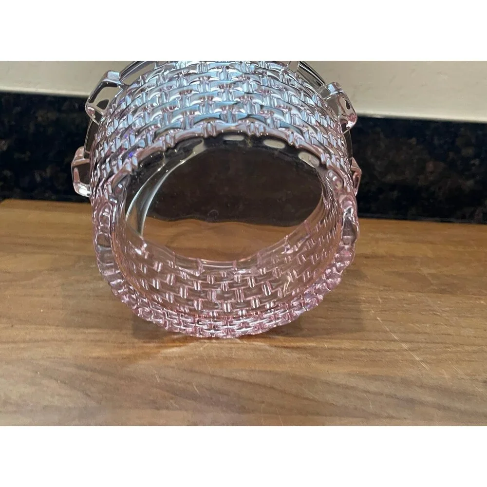 Vintage Pink Depression Glass Handled Basket
